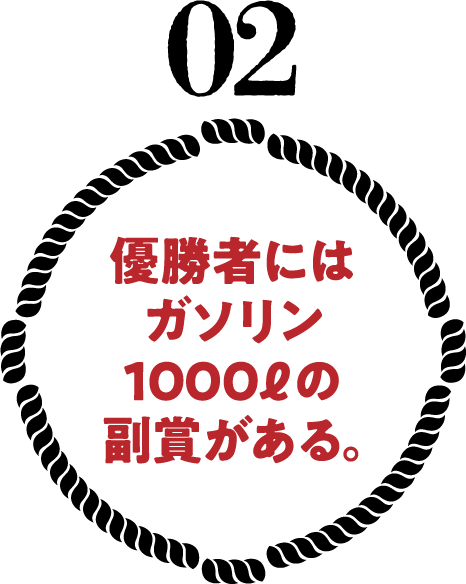 優勝者にはガソリン1000ℓの副賞がある。