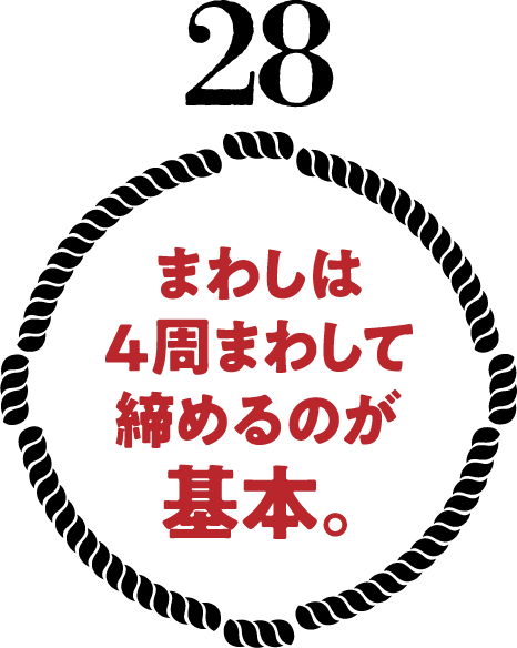 まわしは４周まわして締めるのが基本。