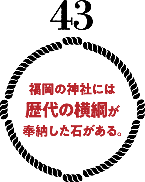 福岡の神社には歴代の横綱が奉納した石がある。